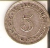 MONEDA DE PLATA DE STRAITS SETTLEMENTS DE 5 CENTS DEL AÑO 1896 (RARA) (COIN) SILVER-ARGENT - Colonie