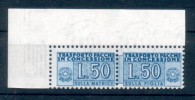 ITALIA Repubblica 1953 Pacchi In Concessione ** MNH Ruota 50 Lire Angolo Di Foglio - Colis-concession