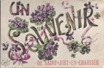 Cpa, Un  Souvenir De St Just En Chaussée, Fleurs, Violettes, Trèfles à Quatre Feuilles - Saint Just En Chaussee