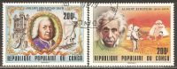 Congo - Brazzaville 1979 Mi# 696-697 Used - Johann Sebastian Bach / Albert Einstein, Astronauts On Moon - Albert Einstein