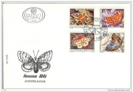 YUGOSLAVIA Jugoslavia Jugoslavija 1986 FDC BUTTERFLY BUTTERFLIES  Fauna - FDC