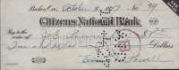 USA-Check (money Order) 1927- Citizens National Bank Baker - Cheques & Traveler's Cheques