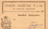 Carte De Membre Union Musicale De LAROCHE-MIGENNES, De 1961, Format 8 X 12 - Autres & Non Classés