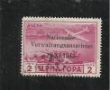 MONTENEGRO TEDESCA  CETTIGNE 1943 SERTO DELLA MONTAGNA SOPRASTAMPATO AEREA 2 LIRE TIMBRATO - Duitse Bez.: Montenegro