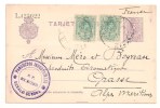 ESPAGNE - Royame Alphonse XIII - EP Numéroté 15 Centimos Violet + Comp Aff. 5 Cmos Vert X 2 - BESALU - 1927 - Storia Postale