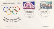 ENVELOPPE PREMIER JOUR FDC COTE D'IVOIRE 1968 # Jeux Olympiques Mexico # Semaine Préolympique Abidjan # - Ete 1968: Mexico