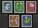 SWITZERLAND - 1960  PRO JUVENTUDE - FLOWERS  - Yvert # 668/672 - MINT LH - Nuevos