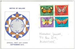 Malawi 1970 FDC Butterfly Butterflies Papillons Insects Insect - Malawi (1964-...)