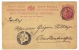 ENG102 - U.K. , Vittoria Intero  Per Costantinople (Turkey) Da London 5 Fe 1902 - Lettres & Documents