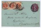 ENG111 - U.K. , Vittoria Intero  Per Costantinople (Turkey) Da Cheltenham 15 De 1898 - Cartas & Documentos