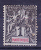 Martinique N°31 Neuf Sans Gomme Noir Sur Azuré - Ungebraucht
