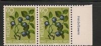 SWITZERLAND - 1973 PRO JUVENTUDE - FLOWERS  - Marginal Pair  Yvert # 946 - MINT NH - Unused Stamps