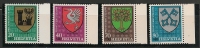 SWITZERLAND - 1978  PRO JUVENTUDE - COAT OF ARMS  - Marginal Set  Yvert # 1072/5 - MINT NH - Unused Stamps