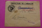 Lettre La Préfecture De L'Ardèche Franchise :Cachet à Date Manuel Préfecture & Rural Pointillé Verso De Les Assions - Lettres Civiles En Franchise