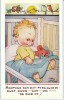 Mabel Lucie Attwell Artisti Signed, Cute Children Baby In Crib, C1930s Vintage Postcard - Attwell, M. L.