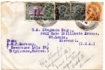 Triplicane Madras 4 Stamps 1932 India Old Cover To USA - 1911-35 Roi Georges V