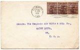 Calcutta 1925 3 Stamps India Old Cover To USA - 1911-35 Roi Georges V