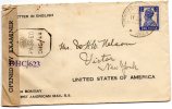 India Old Cover To USA Via Bombay First American Mail SS 1944 - 1936-47 Roi Georges VI