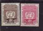 ONU ~ 1954  N° 27 . 28   Neuf X Paire (trace De Charn.) - Unused Stamps