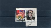 Greece- "Posthorn & Hermes" And "Constantine Cavafis" 20 &25Dr. Stamps On Fragment With "IOS (Cyclades)" X Type Postmark - Marcofilie - EMA (Printer)