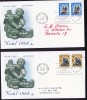 1968  Christmas Issue Pairs On French Language RoseCraft Cachets - 1961-1970
