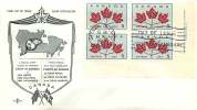 1964  Maple Leaves        LR Plate Block      Sc 417 Rose Craft Cachet - 1961-1970