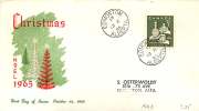 1965  Christmas Issue 3 ¢  Sc 443  On Unknown Cachet - 1961-1970