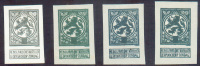N°110(4) - ESSAIS En Gris, Vert (x2) Et Vert Foncé Au Type Non Adopté Du 5 Centimes PELLENS, Cartouche De La Valeur Sans - Proeven & Herdruk