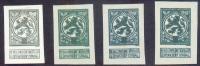 N°110(4) - ESSAIS En Gris, Vert (x2) Et Vert Foncé Au Type Non Adopté Du 5 Centimes PELLENS, Cartouche De La Valeur Sans - Essais & Réimpressions