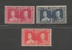 NEW ZEALAND 1937 Mint Hinged Stamp(s) Coronation Serie Complete Nrs. SG 599-601 - Nuovi
