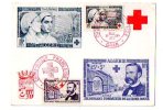 Sur Carte Postale Avec 2 Timbres Fictifs Et 2 Réels : Double Oblitération Croix Rouge Française Oran 30 Oct 1954 Dunant - Lettres & Documents