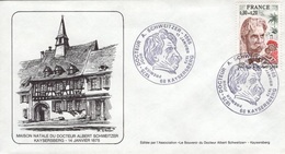 FRANCE Poste 1824 Enveloppe FDC Premier Jour Albert SCHWEITZER GABON NOBEL KAYSERSBERG 11 - Albert Schweitzer