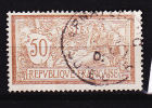 FRANCE N° 120 50C BRUN ET GRIS TYPE MERSON CENTRE ABSENT (COTE DALAY) OBL - Gebraucht