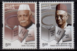 India MNH 2002 Set Of 2 Indian Literature Babu Gulabrai, Pandit Syryanarayan Vyas (Astrologer, Astrology Cinema Writer) - Unused Stamps