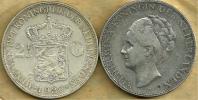 NETHERLANDS 2&1/2 GULDEN EMBLEM FRONT WOMAN HEAD BACK 1929 AG SILVER KM165  READ DESCRIPTION CAREFULLY !!! - 1 Gulden