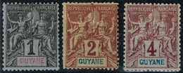 Guyane Française - 1892 - Y&T N° 30, 31, 32, Neufs Mais Gomme Quasi Absente - Altri & Non Classificati