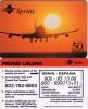 USA PREPAID SPRINT AIRPLANE AVION SUNSET SURCHARGE SPAIN ESPANA ESPAGNE VALID 01.97 - Sprint