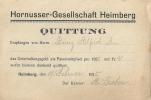 Quittung  "Hornusser Gesellschaft, Heimberg"        1925 - Sport