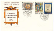 Cyprus Greek FDC 22-7-1974 Complete Set Of 3 2nd. International Congress Of Cypriot Studies With Cachet - Briefe U. Dokumente