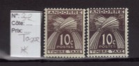 ANDORRE Français  TAXE N° 32 * Et TAXE N°32 * Variété Couleur. Voir Description Et Photo. - Unused Stamps
