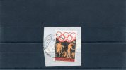 Greece- "Athletes Preparing" 15Dr. Stamp On Fragment With Bilingual "TINOS (Cyclades)" [8.8.1984] XIV Type Postmark - Marcophilie - EMA (Empreintes Machines)