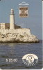 Nº 002 TARJETA DE CUBA DEL CASTILLO DEL MORRO CON RESELLO TINTA  PARTE TRASERA (FARO-LIGHTHOUSE) - Lighthouses