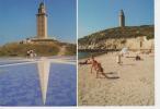 (AKL52) LA CORUÑA. ROSA DE LOS VIENTOS Y PLAYA DEL ARENAL EN LA TORRE DE HERCULES - La Coruña