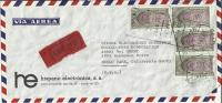 MADRID CARTA URGENTE A USA SELLOS MONASTERIO SANTO TOMAS DE AVILA AL DORSO MAT LLEGADA - Eilbriefmarken