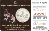 TARJETA DE ESPAÑA DE UNA MONEDA (COIN) 2000 PTAS ( QUIJOTE) - Timbres & Monnaies