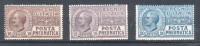 Italia Regno 1913 Posta Pneumatica Sass. 1-2-3 ** MNH - Poste Pneumatique