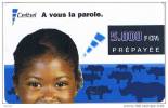 Gabon, Celtel, 5.000F CFA, Girl, Animals, Exp. 11/2002, 2 Scans.. - Gabon