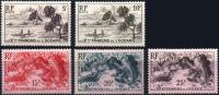 Etablissement Français De L'OCEANIE Poste 195-197-198-199-200 * MH Pirogue Et Tahitienne 1948 (CV 32,75 €) - Nuevos