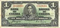 CANADA $1 DOLLAR KGVI HEAD FRONT WOMAN BACK DATED 2-1-1937 P58e SIGN. COYNE-TOWERS VF READ DESCRIPTION - Kanada