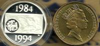 AUSTRALIA $1 10 YEARS OF DOLLAR COIN 1994 AG SILVER PROOF QEII  READ DESCRIPTION CAREFULLY!! - Ongebruikte Sets & Proefsets